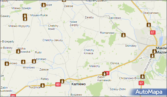 mapa Chełchy Kmiece, Chełchy Kmiece na mapie Targeo