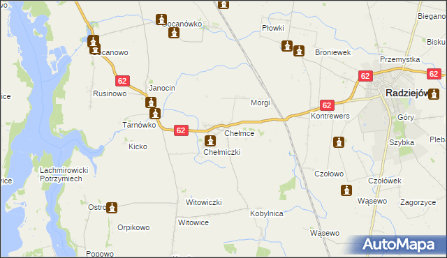 mapa Chełmce gmina Kruszwica, Chełmce gmina Kruszwica na mapie Targeo