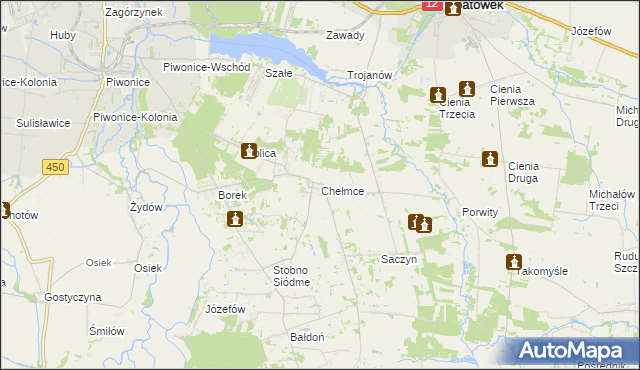 mapa Chełmce gmina Opatówek, Chełmce gmina Opatówek na mapie Targeo