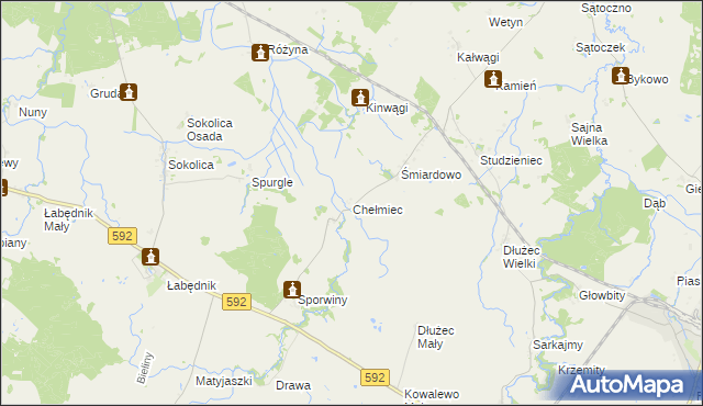 mapa Chełmiec gmina Sępopol, Chełmiec gmina Sępopol na mapie Targeo