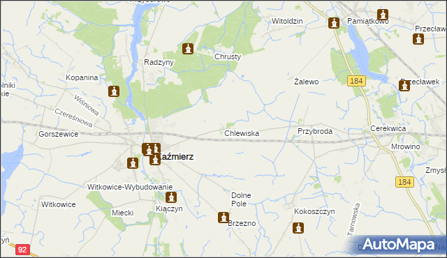 mapa Chlewiska gmina Kaźmierz, Chlewiska gmina Kaźmierz na mapie Targeo