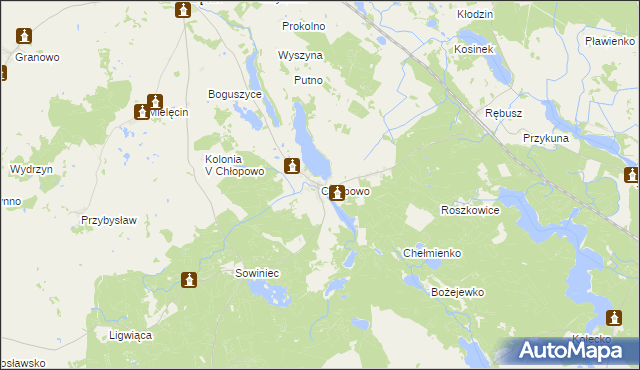 mapa Chłopowo gmina Krzęcin, Chłopowo gmina Krzęcin na mapie Targeo