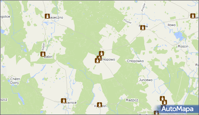 mapa Chłopowo gmina Myślibórz, Chłopowo gmina Myślibórz na mapie Targeo