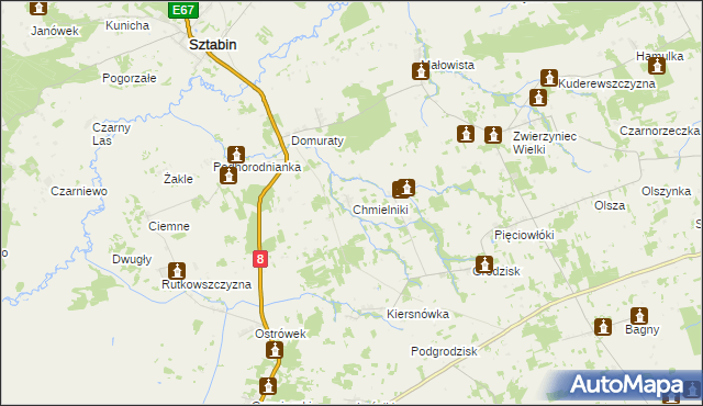 mapa Chmielniki gmina Suchowola, Chmielniki gmina Suchowola na mapie Targeo