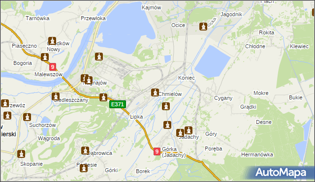 mapa Chmielów gmina Nowa Dęba, Chmielów gmina Nowa Dęba na mapie Targeo