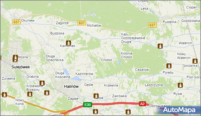 mapa Chobot gmina Halinów, Chobot gmina Halinów na mapie Targeo