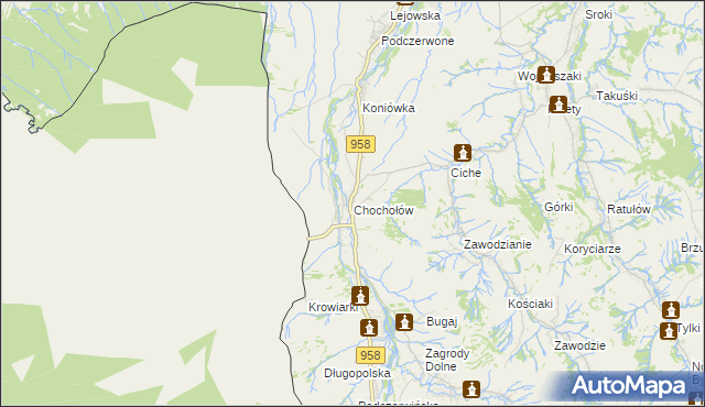 mapa Chochołów gmina Czarny Dunajec, Chochołów gmina Czarny Dunajec na mapie Targeo