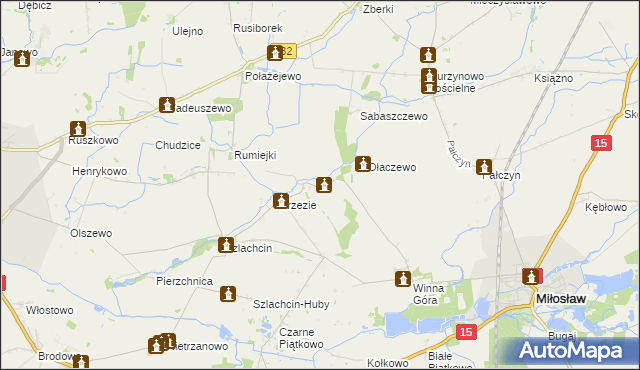 mapa Chocicza gmina Środa Wielkopolska, Chocicza gmina Środa Wielkopolska na mapie Targeo