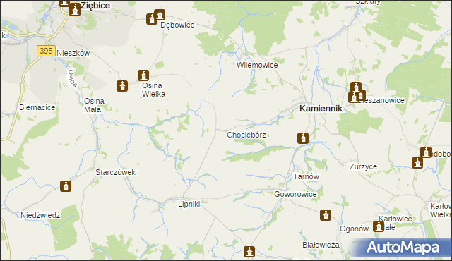 mapa Chociebórz, Chociebórz na mapie Targeo