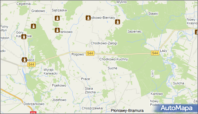 mapa Chodkowo-Kuchny, Chodkowo-Kuchny na mapie Targeo