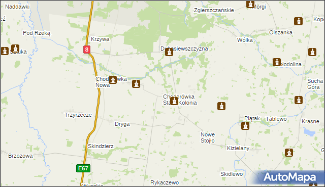 mapa Chodorówka Stara-Kolonia, Chodorówka Stara-Kolonia na mapie Targeo