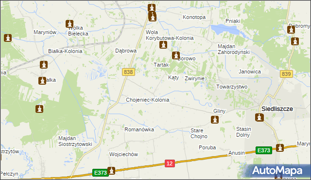 mapa Chojeniec, Chojeniec na mapie Targeo