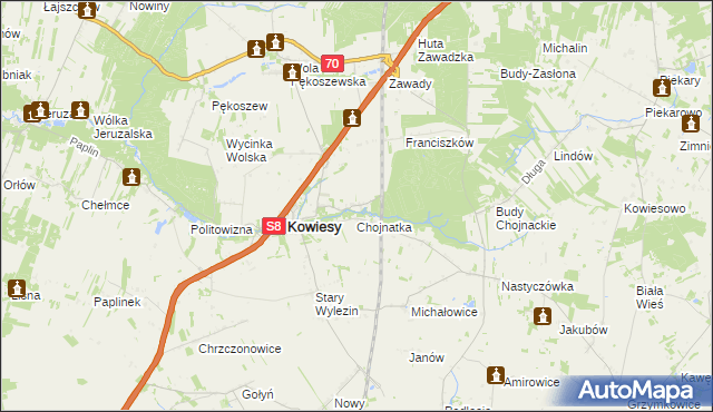 mapa Chojnata, Chojnata na mapie Targeo