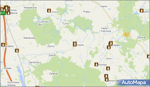 mapa Chojnik gmina Morąg, Chojnik gmina Morąg na mapie Targeo