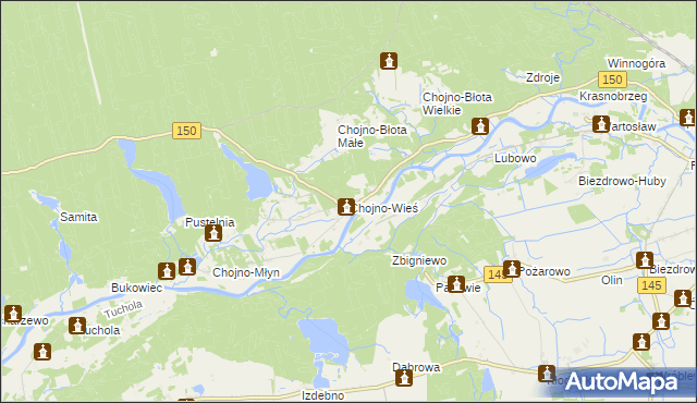 mapa Chojno-Wieś, Chojno-Wieś na mapie Targeo