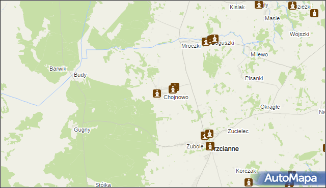 mapa Chojnowo gmina Trzcianne, Chojnowo gmina Trzcianne na mapie Targeo