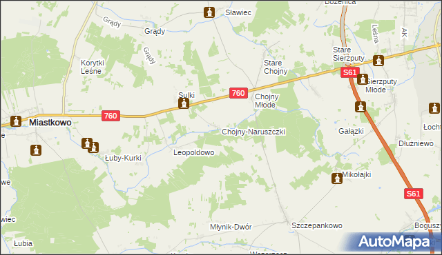 mapa Chojny-Naruszczki, Chojny-Naruszczki na mapie Targeo