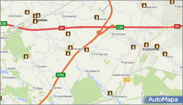 mapa Chomęcice, Chomęcice na mapie Targeo