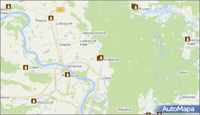 mapa Chorągwice, Chorągwice na mapie Targeo