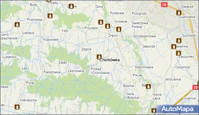 mapa Chorkówka, Chorkówka na mapie Targeo