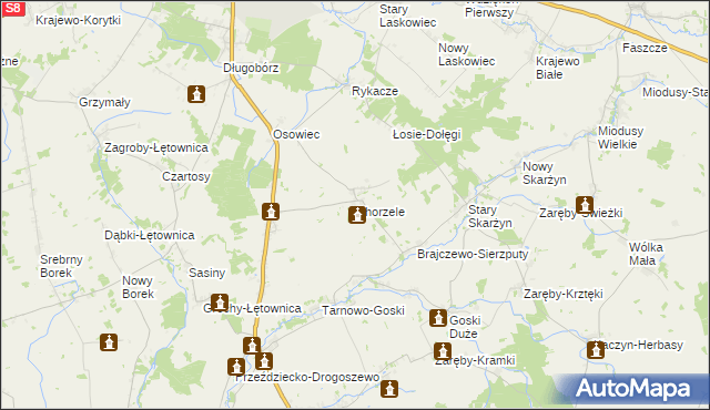 mapa Chorzele gmina Zambrów, Chorzele gmina Zambrów na mapie Targeo