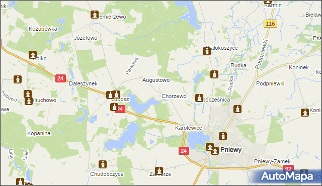 mapa Chorzewo gmina Kwilcz, Chorzewo gmina Kwilcz na mapie Targeo