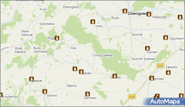 mapa Choszczewka gmina Dzierzgowo, Choszczewka gmina Dzierzgowo na mapie Targeo