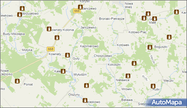 mapa Choszczewo gmina Piątnica, Choszczewo gmina Piątnica na mapie Targeo