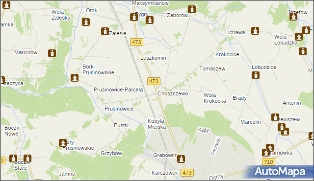 mapa Choszczewo gmina Szadek, Choszczewo gmina Szadek na mapie Targeo