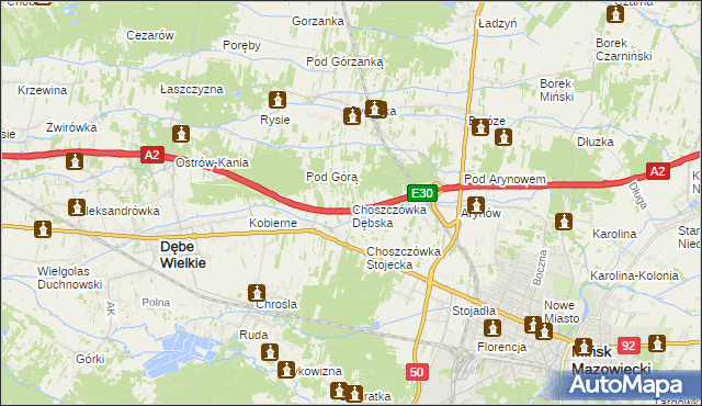 mapa Choszczówka Dębska, Choszczówka Dębska na mapie Targeo