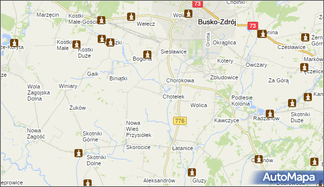 mapa Chotelek, Chotelek na mapie Targeo