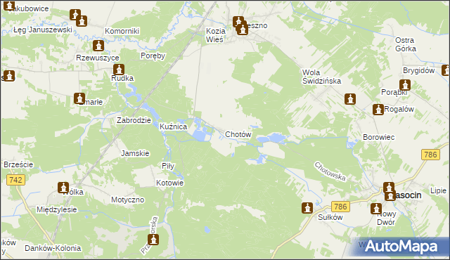 mapa Chotów gmina Krasocin, Chotów gmina Krasocin na mapie Targeo