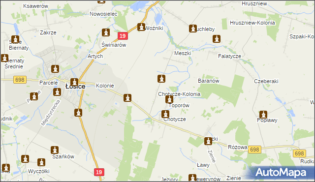 mapa Chotycze-Kolonia, Chotycze-Kolonia na mapie Targeo