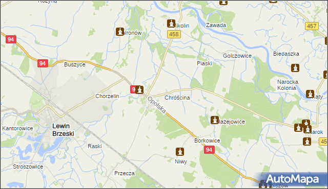 mapa Chróścina gmina Lewin Brzeski, Chróścina gmina Lewin Brzeski na mapie Targeo