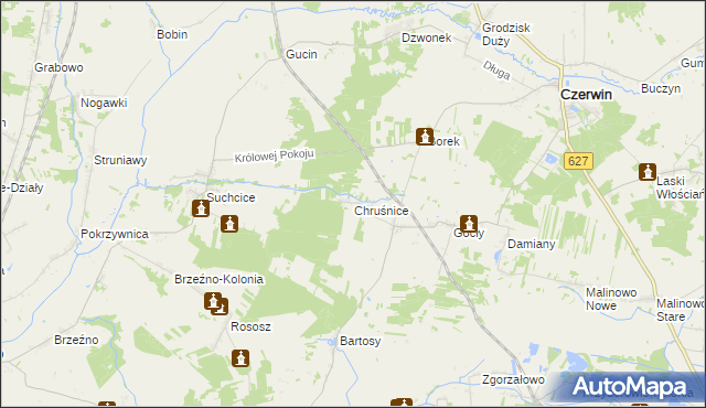 mapa Chruśnice, Chruśnice na mapie Targeo