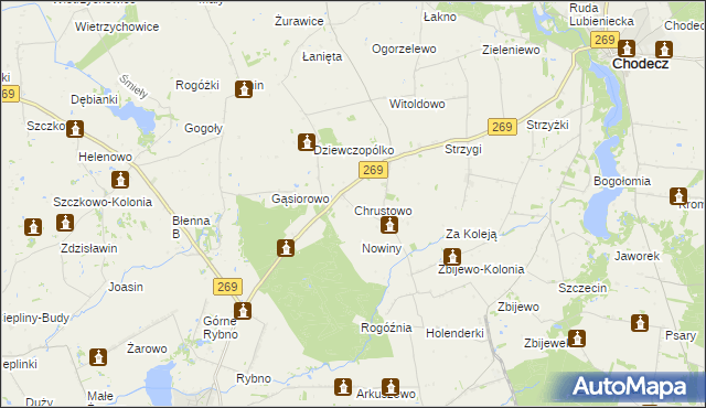 mapa Chrustowo gmina Przedecz, Chrustowo gmina Przedecz na mapie Targeo