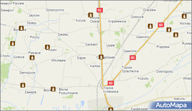 mapa Chrząstówek gmina Łęczyca, Chrząstówek gmina Łęczyca na mapie Targeo