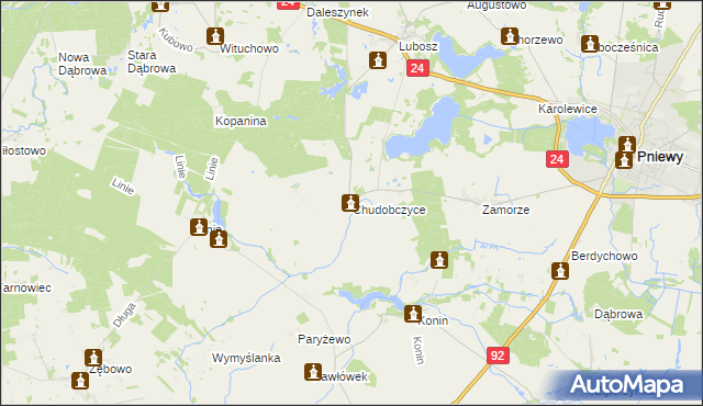 mapa Chudobczyce, Chudobczyce na mapie Targeo