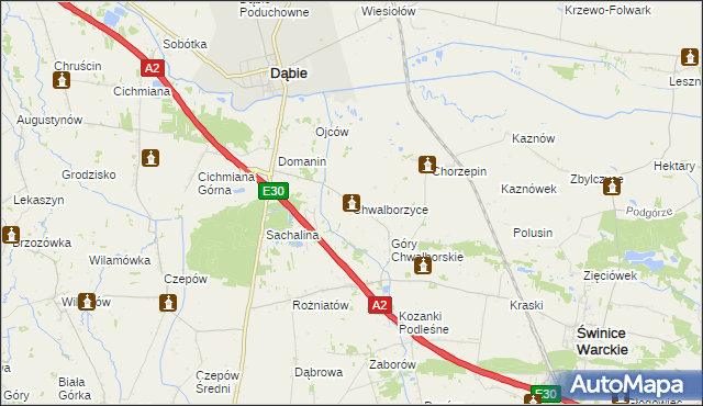 mapa Chwalborzyce, Chwalborzyce na mapie Targeo