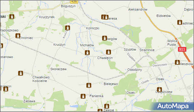 mapa Chwalęcin gmina Nowe Miasto nad Wartą, Chwalęcin gmina Nowe Miasto nad Wartą na mapie Targeo