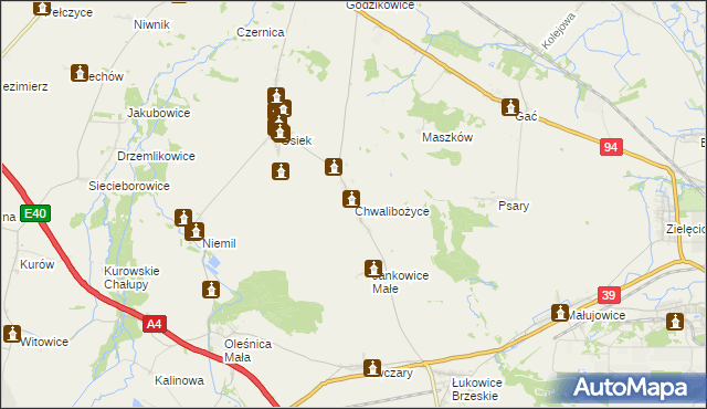 mapa Chwalibożyce, Chwalibożyce na mapie Targeo