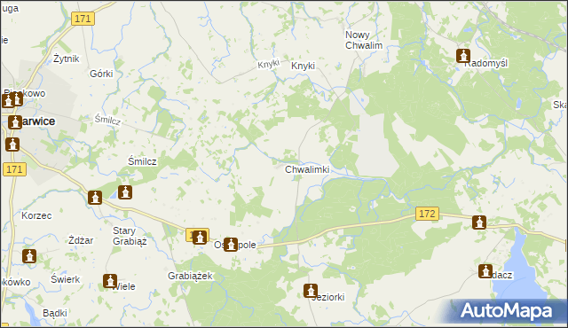 mapa Chwalimki, Chwalimki na mapie Targeo