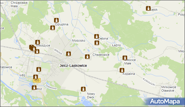 mapa Chwałowice gmina Jelcz-Laskowice, Chwałowice gmina Jelcz-Laskowice na mapie Targeo