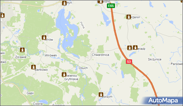 mapa Chwarstnica, Chwarstnica na mapie Targeo