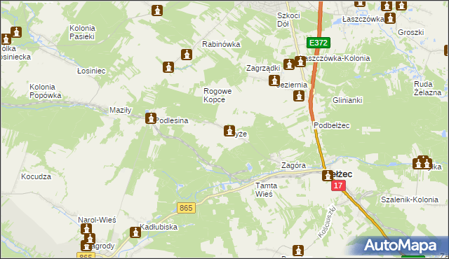 mapa Chyże gmina Bełżec, Chyże gmina Bełżec na mapie Targeo