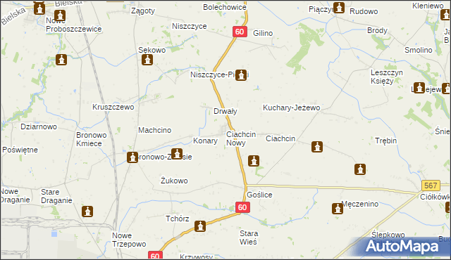 mapa Ciachcin Nowy, Ciachcin Nowy na mapie Targeo