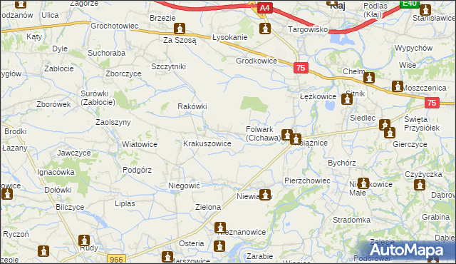 mapa Cichawa, Cichawa na mapie Targeo