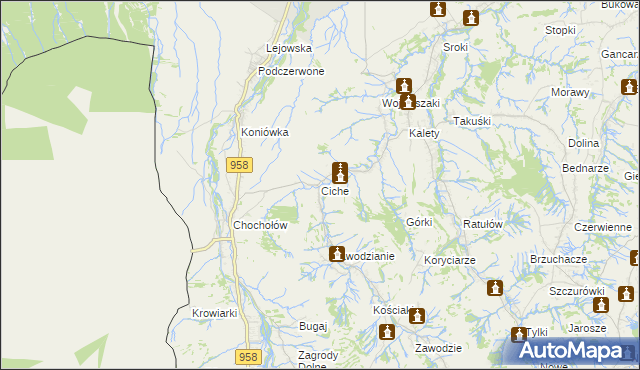 mapa Ciche gmina Czarny Dunajec, Ciche gmina Czarny Dunajec na mapie Targeo