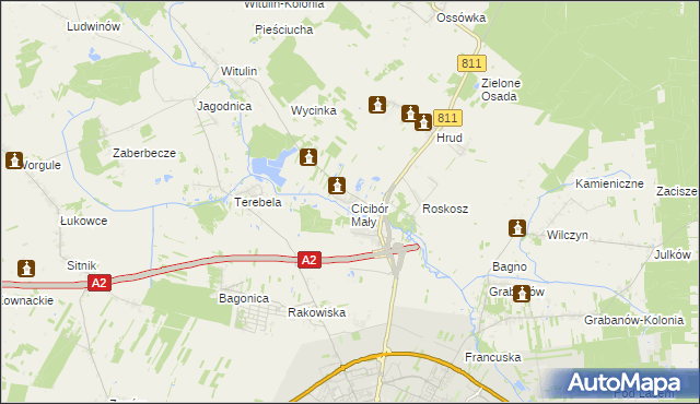 mapa Cicibór Mały, Cicibór Mały na mapie Targeo