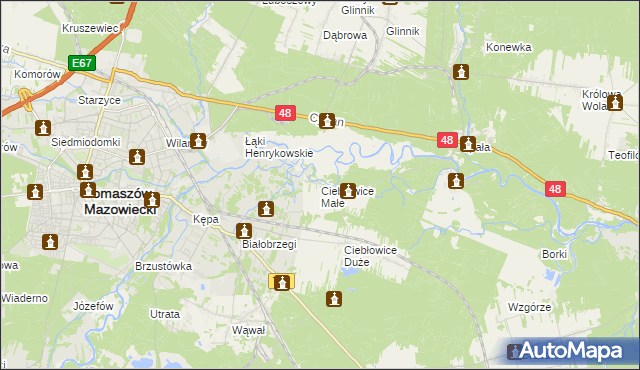 mapa Ciebłowice Małe, Ciebłowice Małe na mapie Targeo